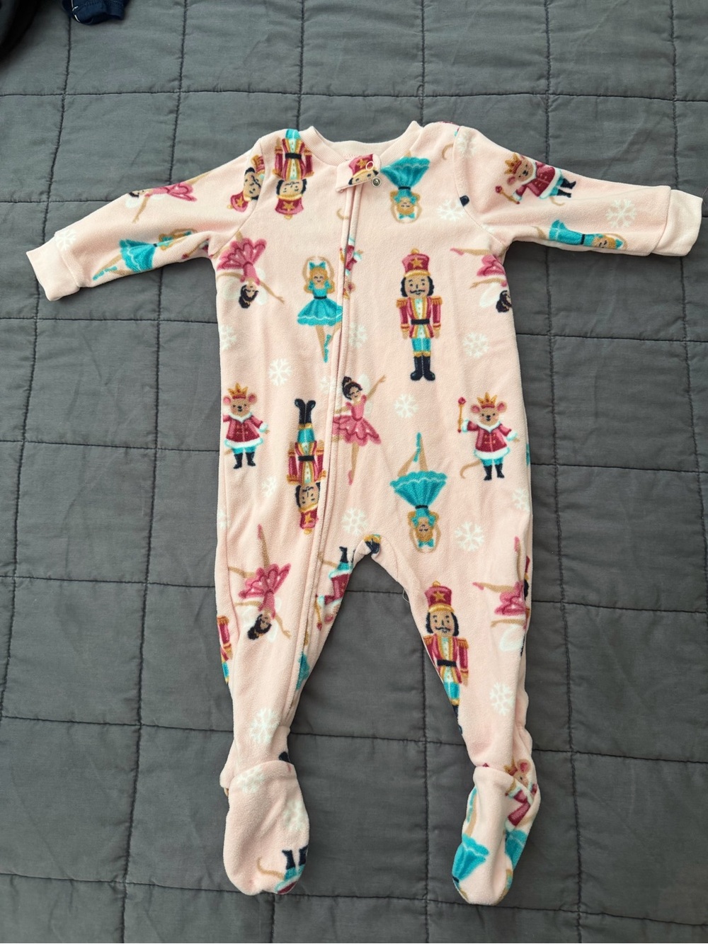 Carter's Pink Nutcracker & Ballerina Fleece Footed One-Piece